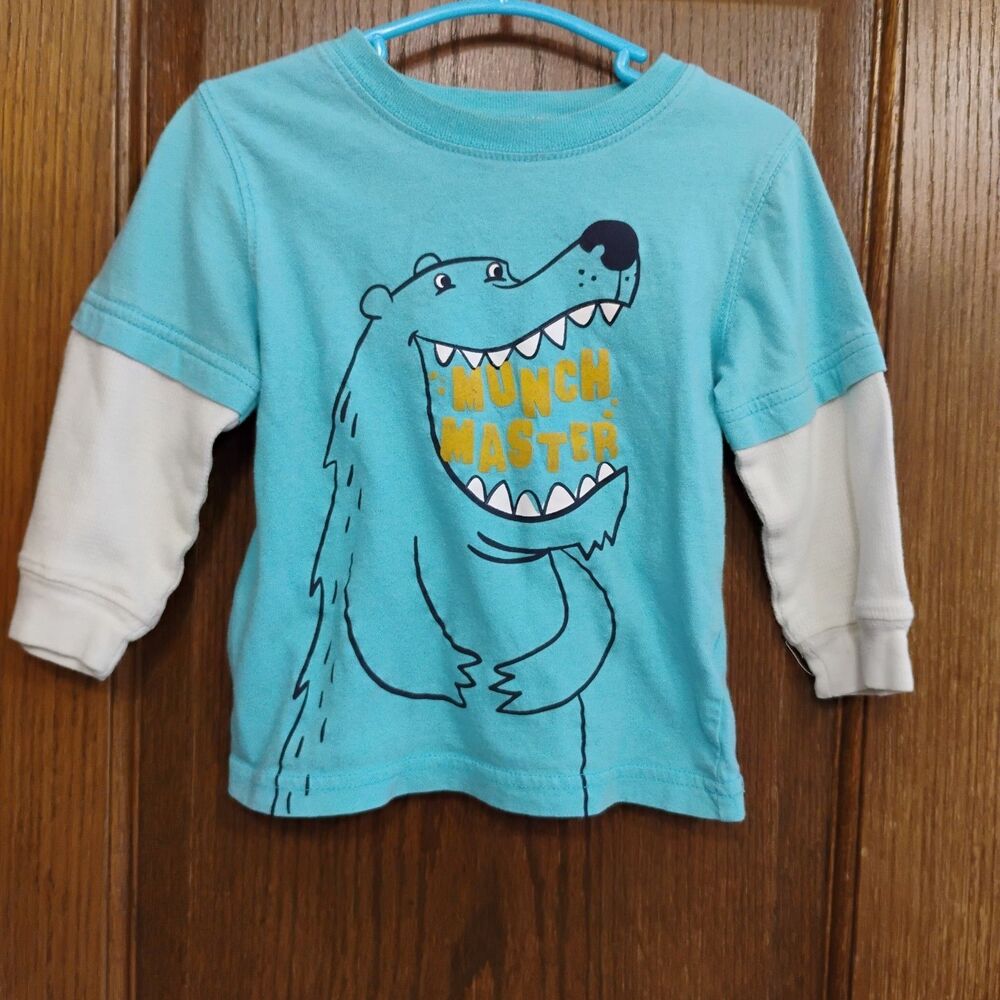 18m Carters Munching Bear Inset Sleeve Long Sleeve Tee